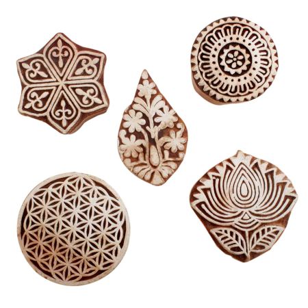 Set of 5 Piece New Mix Wooden Printing Blocks